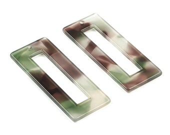 Acetate Rectangle Charms - Rectangle Earrings and Pendant - Earring Findings - Color Code: A349 - 47.11x19.6x2.57mm - AC1025-A349