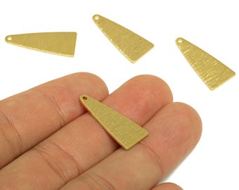 Messing Dreieck Ohrring Charme - Rohes Messing Strukturierte Dreieck Ohrring Charme - Geometrie Ohrring Charme - Ohrring Suche - 25x11x1mm - PP10249