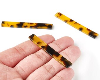 Acetate Stick & Bar Charms - Tortoise Shell Earring - Stick Earrings and Pendant - Jewelry Supplies - Color Code:A02 - 59x7x2.5mm - AC1049AA