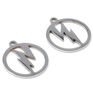 Roestvrij staal Flash Charms - Flash in Circle - Circle Oorbellen en Hanger - Armband Hanger - 17.44x15.35x0.95mm - SS1031