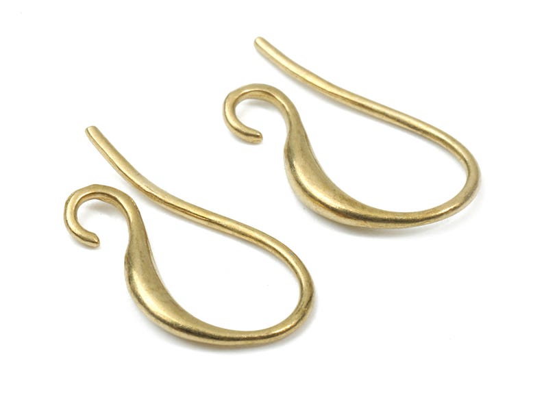 24pcs Brass Earring Hooks - Raw Brass Earring Wires - Brass Ear Hooks Findings - Jewelry Supplies - 17.7x9.29x2.05mm - PP2893 image 2