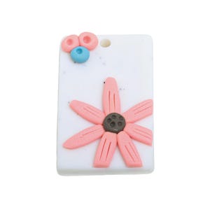 Polymer Clay Floral Earring Charms - Rectangle Spring Flower Jewelry - Handmade Craft Botanical Charm - Craft Jewelry - 28x18x5mm - PC2363