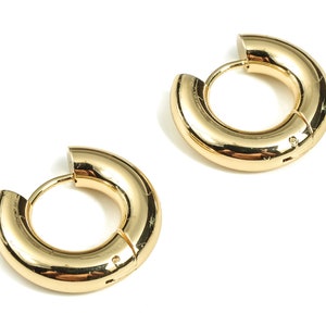 Brass Round Hoop Earrings - Brass Earring - Thick Circle Hoop - 18K Real Gold Plated Brass Hoop - Earring Findings -20.58x18.86x5mm- RGP3558