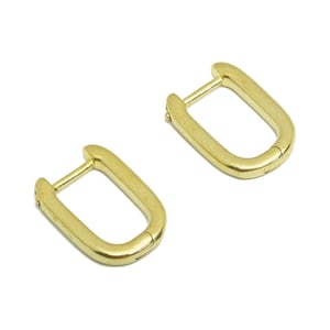 Brass Rectangle English Lock Earring - Raw Brass Geometry Earring - Rectangle Hoop Lock Earring - English Lock Earring - 14x10x2mm - PP9597