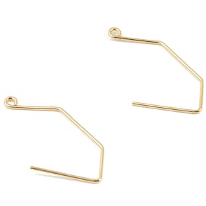 Brass Geometric Earring Wires - Gold Earring Hooks - 18K Real Gold Plated Brass - Jewelry Supplies - 31.48x16.99x0.9mm - RGP2629
