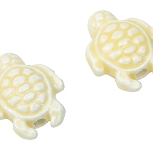 Glazed Ceramic Turtle Beads - White Carved Turtle Beads - Handmade Beads - Bracelet Beads - Connectors Beads - 18.86x14.95x8.13mm - NS1836G