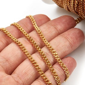 Faceted Curb Chain - Raw Brass Tiny Curb  Chain -  Open Link Chain - 0.18&quot; x 0.14&quot; x 0.04&quot; -  CC1129
