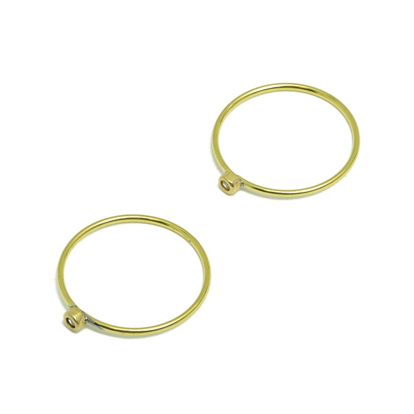 Deep Golden Yellow Brass Zircon Ring - Raw Brass Ring - Brass Chain Rings - Brass Cubic Zircon Rings - 19.2x17.8x2.8mm - PP10337B
