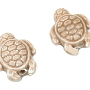 Glazed Ceramic Turtle Beads - Gray Carved Turtle Beads - Handmade Beads - Bracelet Beads - Connectors Beads - 18.86x14.95x8.13mm - NS1836E