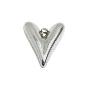 Stainless Steel Heart Charm - Minimalist Heart Necklace Pendant - Sleek Heart Jewelry Piece - Abstract Heart Jewelry - 23x18x4.7mm - SS2546