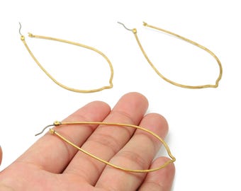 Brass Drop Earring Stud - Raw Brass Earring Wire - Earring Findings - Jewelry Supplies - 67.04x38.72x0.93mm - PP2868