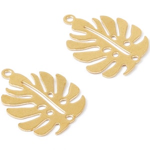 Brass Leaf Charms - Raw Brass Leaf Shaped Pendant - Earring Findings - Jewelry Supplies - 25.4x20x0.6mm - PP2139