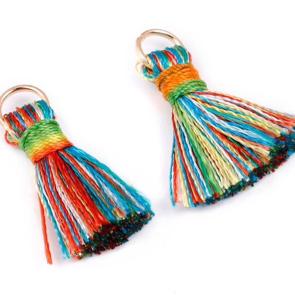 Silky Tassels with Loop Charms - Silky Tassels Earring and Pendant - Tassels with Iron Jump Ring - Boho Earrings - 24.06x5.92x3.4mm - TS1022