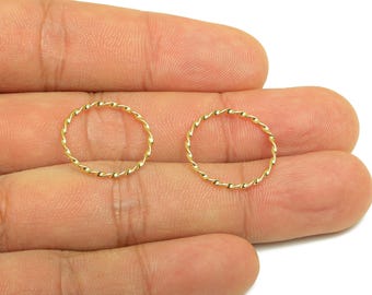 Brass Twisted Round Ring - Brass Wavy Hoop Ring - Brass Textured Round Ring - 18K Real Gold Plating - 18.3x18.3x0.99mm - RGP7861