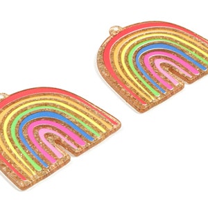 Acrylic Rainbow Earring Charms - Acrylic Rainbow Cloud Pendant - Earring Findings - Jewellery Supplies - 35.33x39.27x2.08mm - AC2204