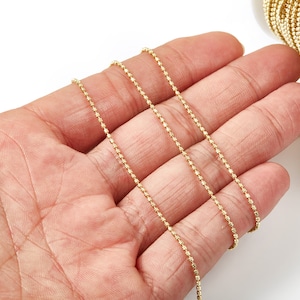 Faceted Tiny Ball Chain - Raw Brass Chain -  Brass Faceted Ball Chain  - Beaded Chain - Bulk Chain - Brass Ball Chain - 0.06&quot; - CC1085