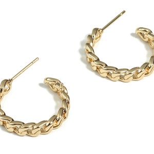 Raw Brass Earring Stud – Brass Stud Earring for Women - 18K Real Gold Plated Brass – Jewelry Making Supplies - 23.43× 21.73×4.33mm - RGP2923