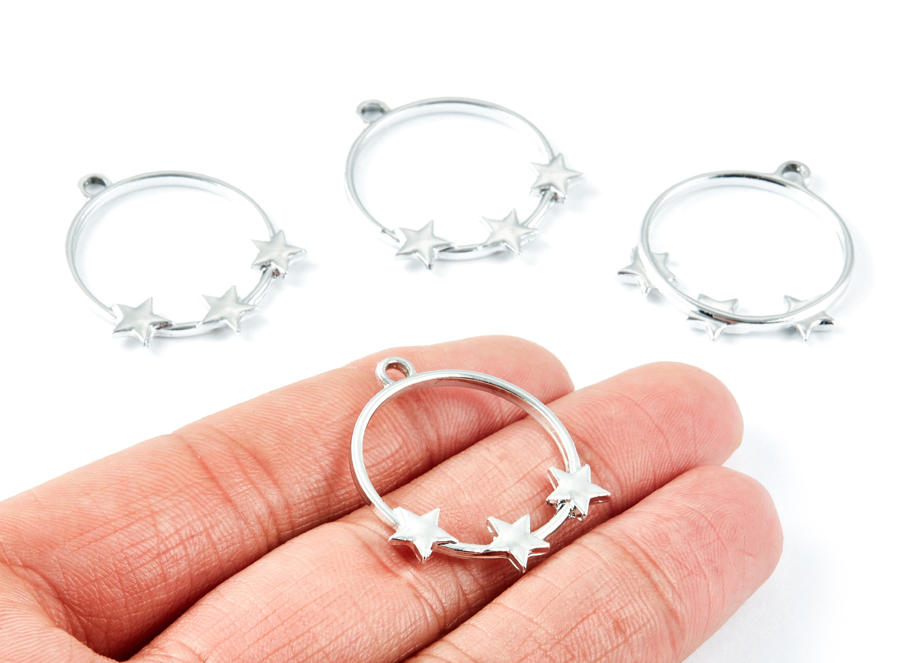 Round Shaped Charms - Zinc Alloy Earring Finding - Nickel