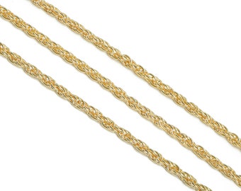 Gold Rope Chain - 18K Real Gold Plated Iron Chain - 18K Real White Gold Plated Iron Rope Chain - Twisted Chain 0.22" x 0.14" x 0.03"