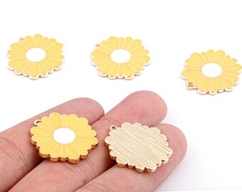 Alloy Daisy Charms - Zinc Alloy Daisy Earrings - Daisy Enamel