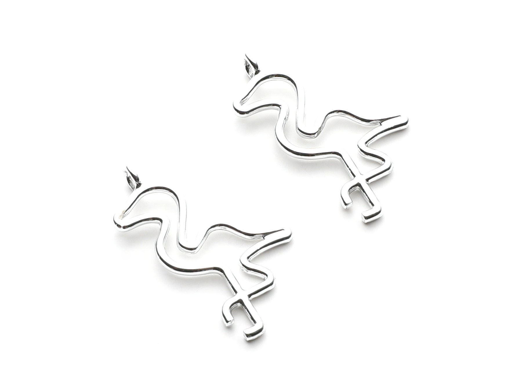 Flamingo Shaped Charms- Zinc Alloy Earring Findings - Nickel