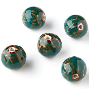 Glazed Ceramic Beads - Carved Shaped Beads - Handmade Beads - Necklace Beads - Connectors Beads - Ceramic Beads - 21x20.07x21.29mm - NS1040