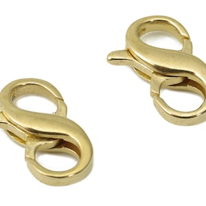 Brass Double Lobster Clasps – Raw Brass Lobster Claw Clasp – Infinity Lobster Clasp – Trigger Clasp – Jewelry Making - 12.9x8.5x3.2mm-PP5235