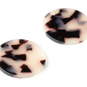 Acetate Round Charms - Blonde Tortoise Shell Earrings - Round Earrings and Pendant - Color Code:A07 - 29.67x29.67x2.5mm - AC1639-A07