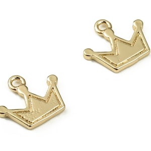 Brass Crown Earring Charms - Gold Crown Pendant - 18K Real Gold Plated Brass - Jewelry Making Supplies - 10.27x8.48x1.02mm - RGP3823