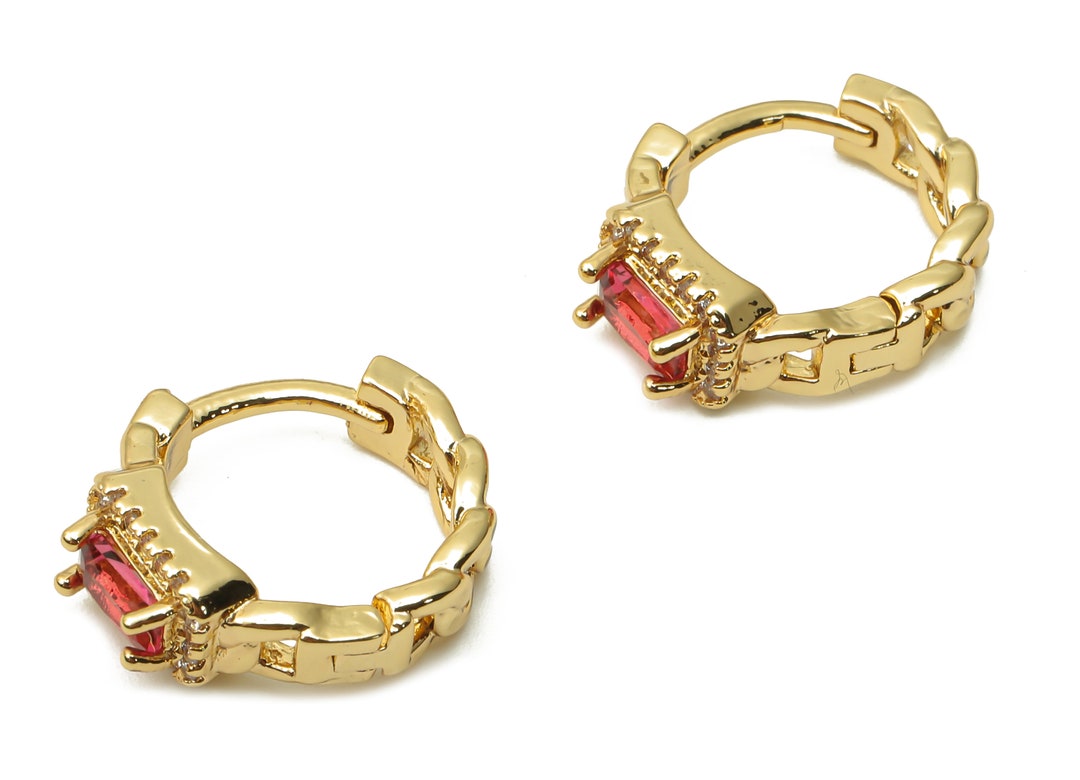 Brass Curb Chain Huggie Hoop Earrings Brass Hoops With Etsy