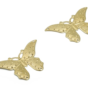 Raw Brass Butterfly Charm - Brass Animal Pendant Charm - Brass Earring Charm - Connector Charm - Jewelry Supplies -40.91x26.32x1.34mm-PP4821