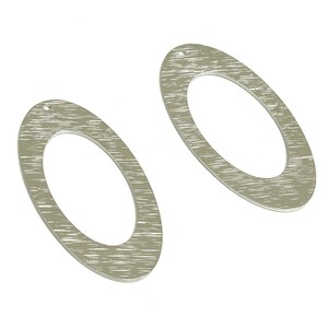 Brass Long Oval Earring Charms - Silver Tone Plated Oval Brass Pendant - Minimalism Earring Findings - Jewelry Making- 45x23x1mm - PP10440S