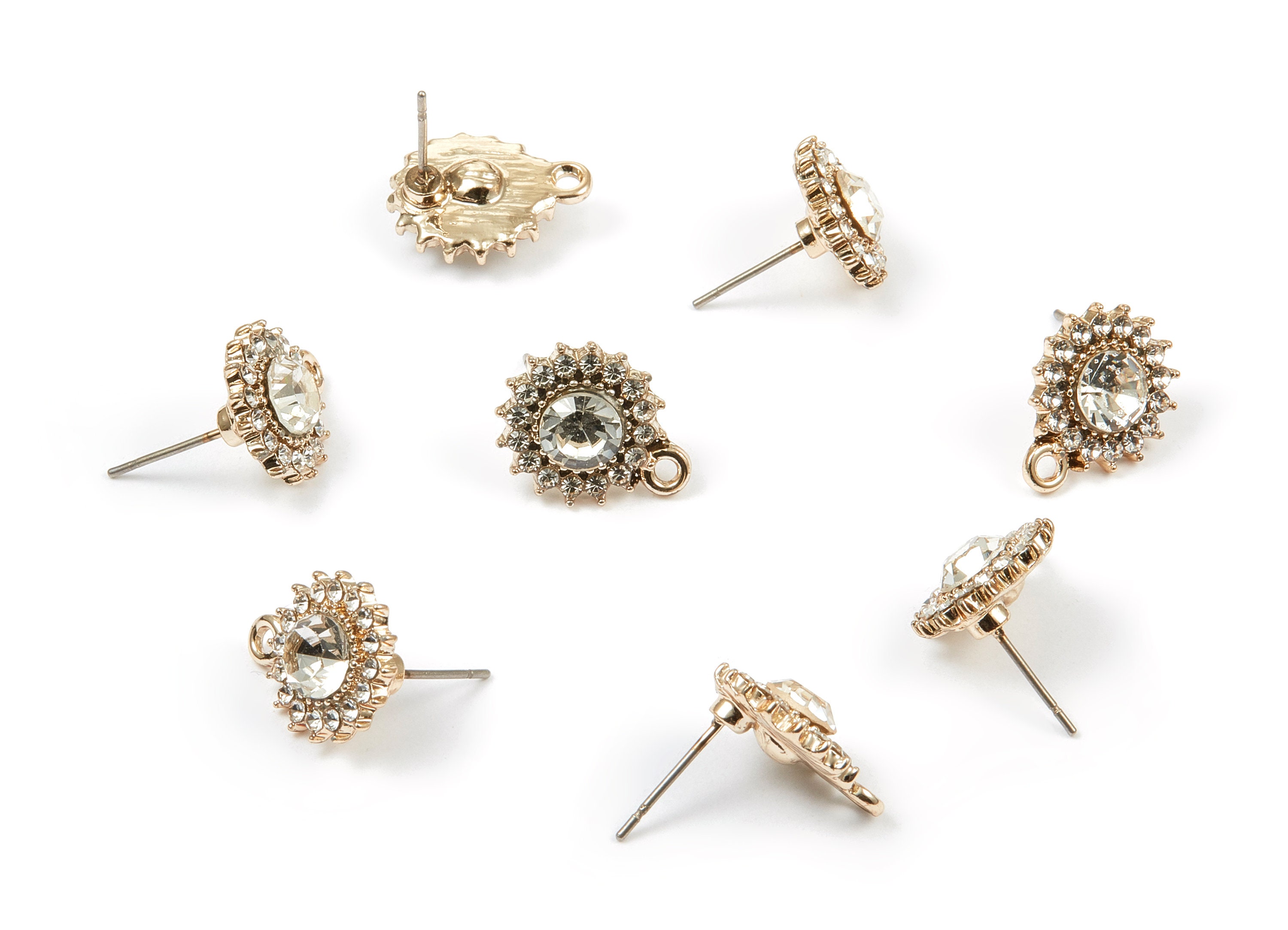 Alloy Sun Earring Stud - Zinc Alloy Crystal Sun Earring Post