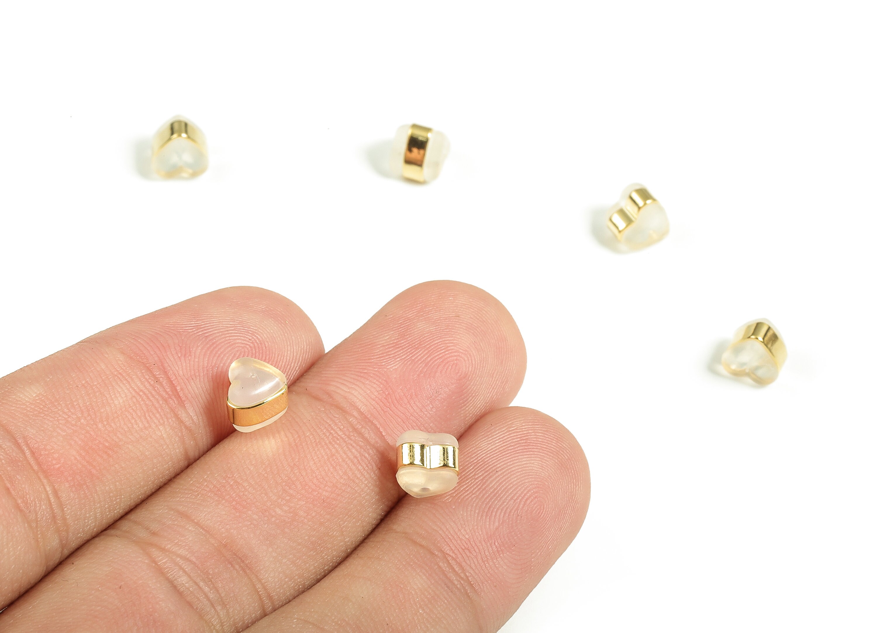 Brass Heart Rubber Earring Plastic Gold Heart Rubber Earring Etsy