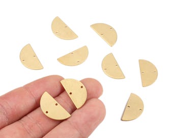 Brass Semicircle Connector - Raw Brass Moon Connectors With 2 Holes - Jewelry Supplies - 20.94x10.51x0.75mm - PP2157