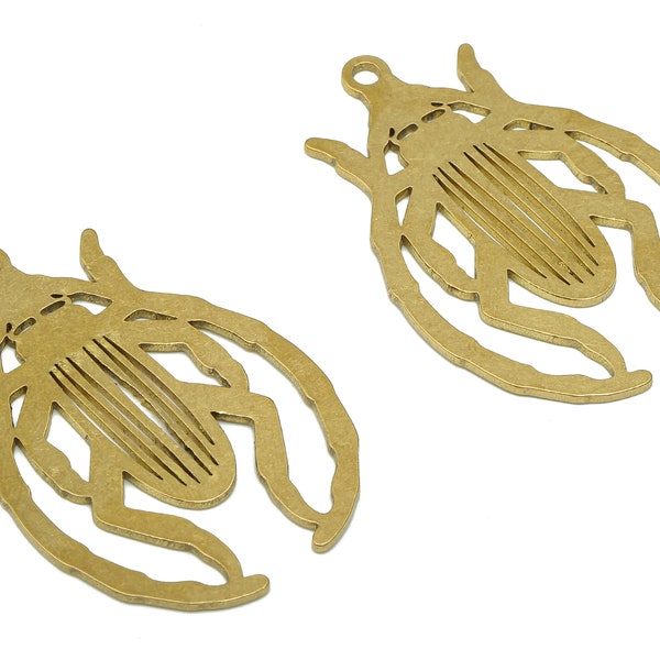 Brass Insect Earring Charm - Raw Brass Cutout Earring - Cockroach Pendant With Loop - Insect Charm For Necklace - 37.95x25.7x1mm - PPA5587