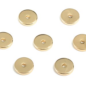 Espaceurs de perles disque plat 6 mm en laiton doré - Perles d'espacement rondelles Heishi - Disque en laiton plaqué or véritable 18 carats - 6,14 x 6,14 x 1,05 mm - RGP2699 image 2
