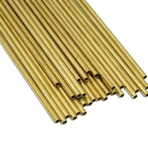 Okrągłe mosiężne rurki Himmeli - Surowe mosiężne koraliki Himmeli DIY - okrągłe rury do kształtów geometrycznych - do roślin powietrznych - 3x0,2 x 350 mm - PP4570-350