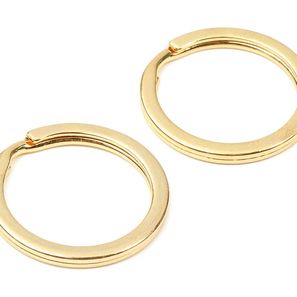 KC Gold Tone Metal Key Rings - Flat Split Rings - Circle Key Rings - Keychain Connectors - Jewelry Supplies - 25.01x25.01x1.8mm - PP2857KC