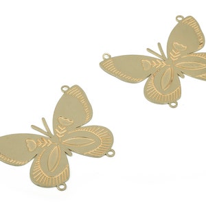Brass Butterfly Earring Connectors - Raw Brass Flowers Charms and Pendant - DIY Jewelry Making Supplies - 39.86x32.63x0.66mm - PPA0046