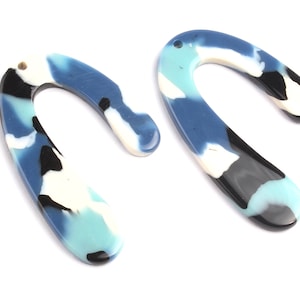 Acetate U Charms - U Earrings and Pendant - Earring Findings - Necklace Pendant - Color Code: A16 - 44.1x29.9mm - AC1083F