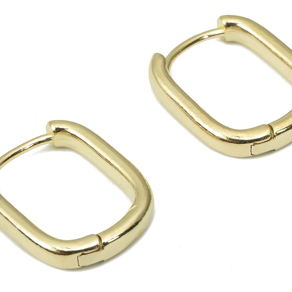 Brass U Shape Hoop Earrings – Simple Hoops – Square Hoops – Geometric Earrings – Minimal Plain Hoops Earrings - 16.04x13.78x2.85mm - PP7381