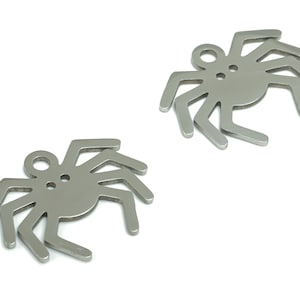 Stainless Steel Spider Earring Charms - Stainless Steel Spider Pendant - Jewelry Making Supplies - 19.6x15.98x0.84mm - SSZS0027