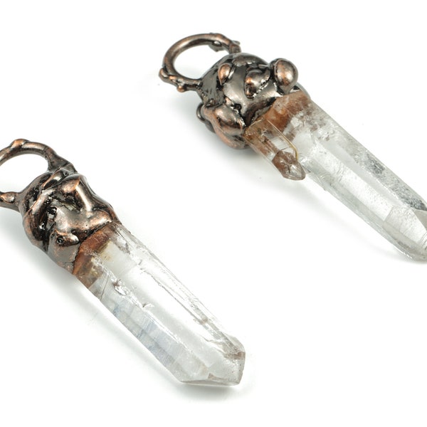 Clear Quartz Bullet Pendant – Natural Earring Charm – Jewelry Making – Jewelry Supply - Average Size – 48.22x30.16x9.81mm – NS1285