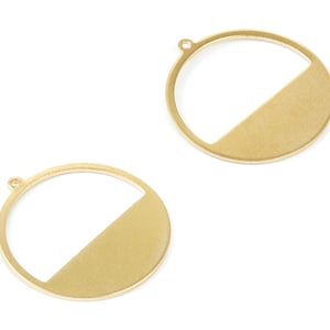 Brass Round Charms - Round Raw Brass Pendant - Earring Findings - Jewelry Supplies - 25,5x23,95x0,92mm - PP1820