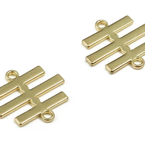 Alloy Lattice Earring Connector - Zinc Alloy Lattice Pendant - Gold Tone Plated Alloy - Jewelry Making Supplies - 16.11x15.02x1.1mm - ZZ1811
