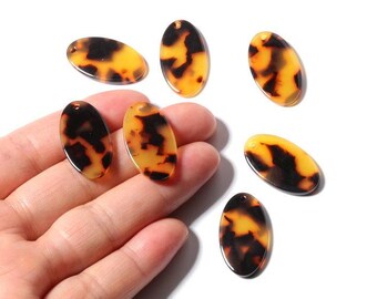 Acetate Oval Earring Charms - Tortoise Shell Earrings - Oval Pendant - Jewelry Making Supplies - Color Code: A01 - 26x13.7x2.53mm  - AC1163A