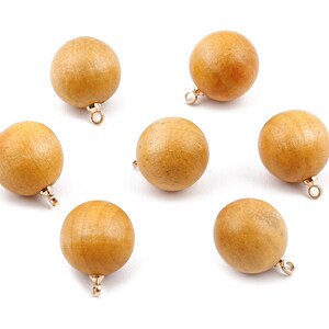 Pingente de Bola de Madeira - Pingente de Bola de Madeira - Pingente de Brinco de Bola de Madeira Natural - Contas de Madeira com Liga Metálica - 16,61x13,69 mm - BB1081 imagem 3