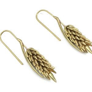 Brass Spikes Earring Wire - Raw Brass Wheat Earring Hook - EarringFindings - Jewelry Supplies - 45.76x10.69x8.36mm - PP3326