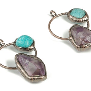 Tianjin Amethyst Charm - Tianjin Stone Pendant - Tianjin Amethyst Gemstone Jewelry Supplies - Average Size - 55.88×34.79×18.85mm - NS1388